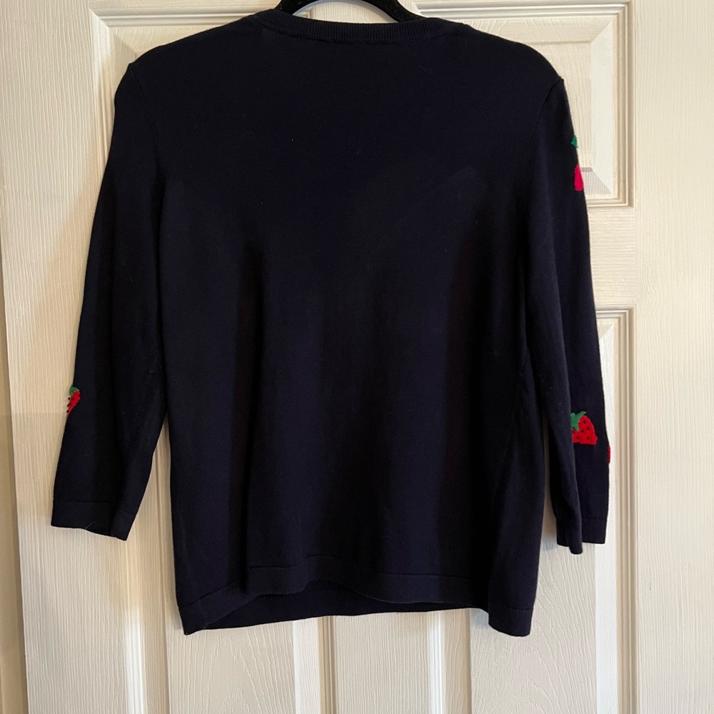 Talbots Sweater Blue Embroidered Beaded Large Petite - Picture 4 of 4